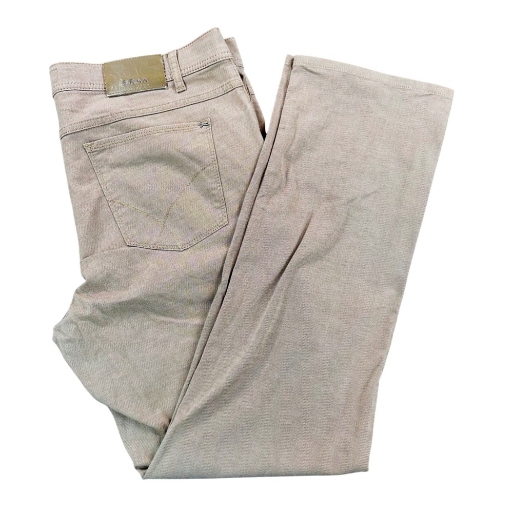 Brax Cooper Fancy Regular Fit Men's 38x32 Tan Textured Pants Twill Stretch Chino